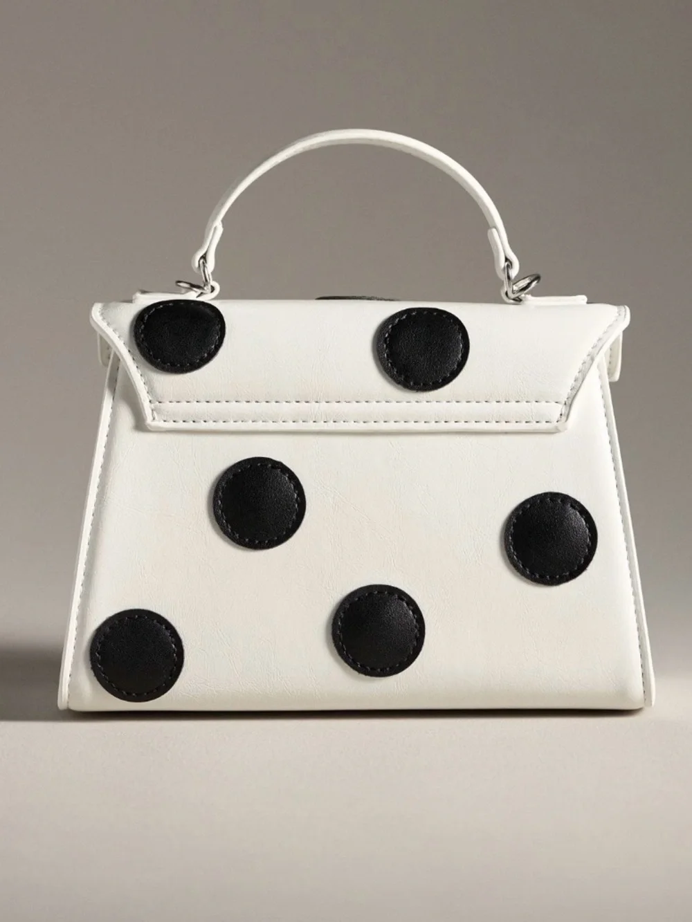 NWT Anthropologie Mellie Bianco Satchel with Black Polka Dots